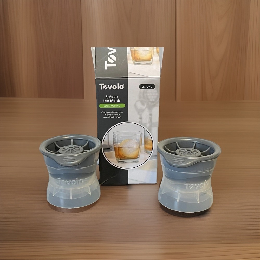 Tovolo Sphere Ice Molds Silicone Polypropylene Clear Gray Whiskey Drinks Bar NEW